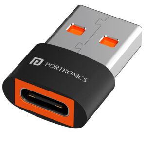 Portronics Bridge X USB 3.0 Type C to USB Male OTG Adapter, 5Gbps High Speed Data Transfer, Fast Charging, Compatible with Laptops, Tablets, Smartphone, Chargers and More Devices(Black)