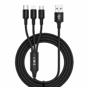 3-in-1 Nylon Braided Fast Charging Cable - Type-C, Lightning, Micro USB | 1.2M