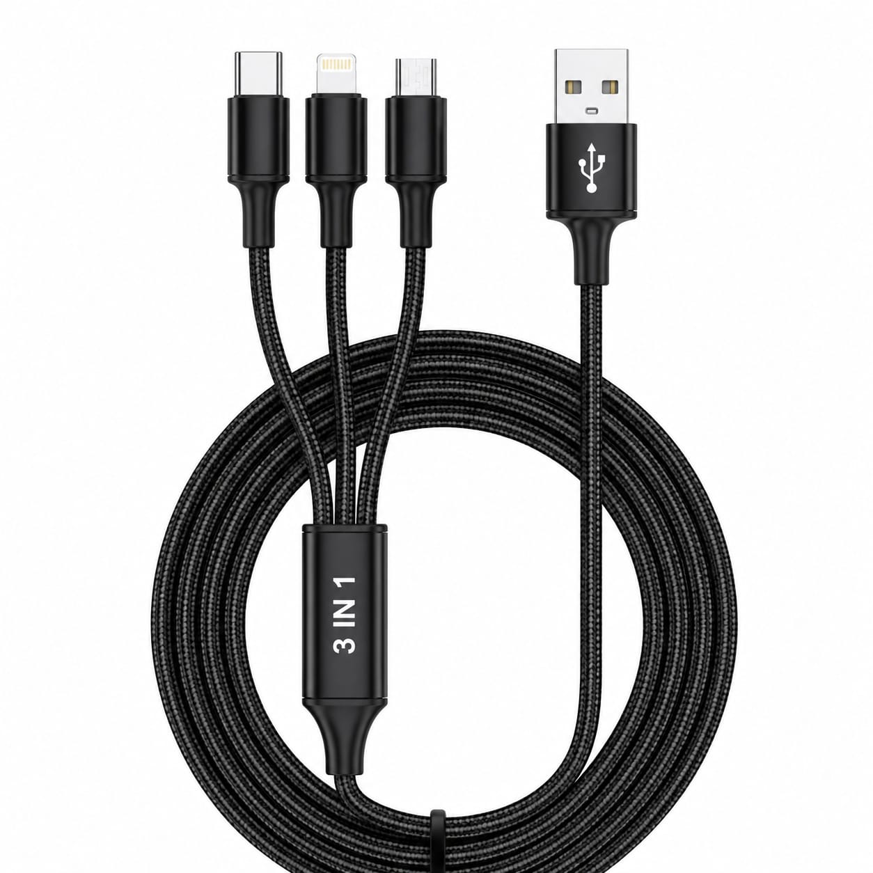 3-in-1 Nylon Braided Fast Charging Cable - Type-C, Lightning, Micro USB | 1.2M