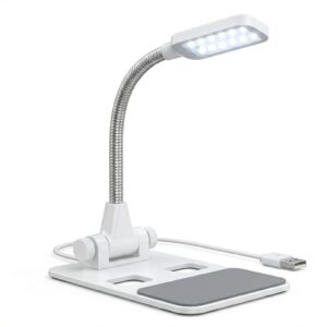 Flexible USB LED Desk Lamp with Adjustable Gooseneck - Portable Reading Light for Laptop, PC, Powerbank