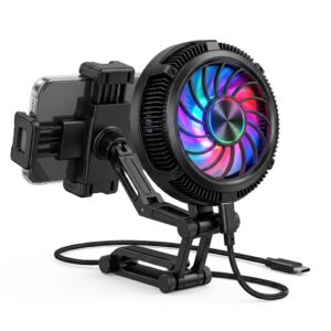 RGB Gaming Phone Cooler with Mobile Stand - Semiconductor Radiator Fan for BGMI, PUBG, COD Mobile