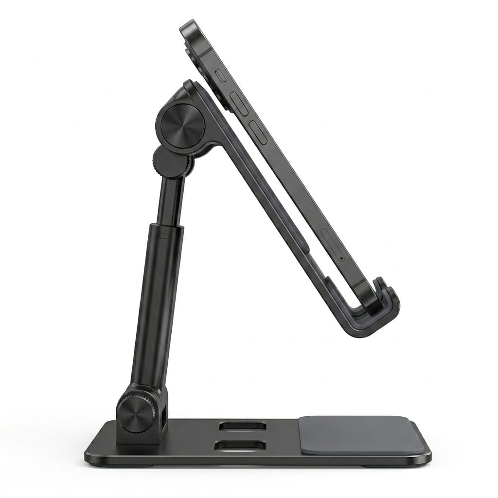 Adjustable Metal Mobile Phone & Tablet Stand - Foldable Desktop Holder for iPhone, Android, iPad - Image 2