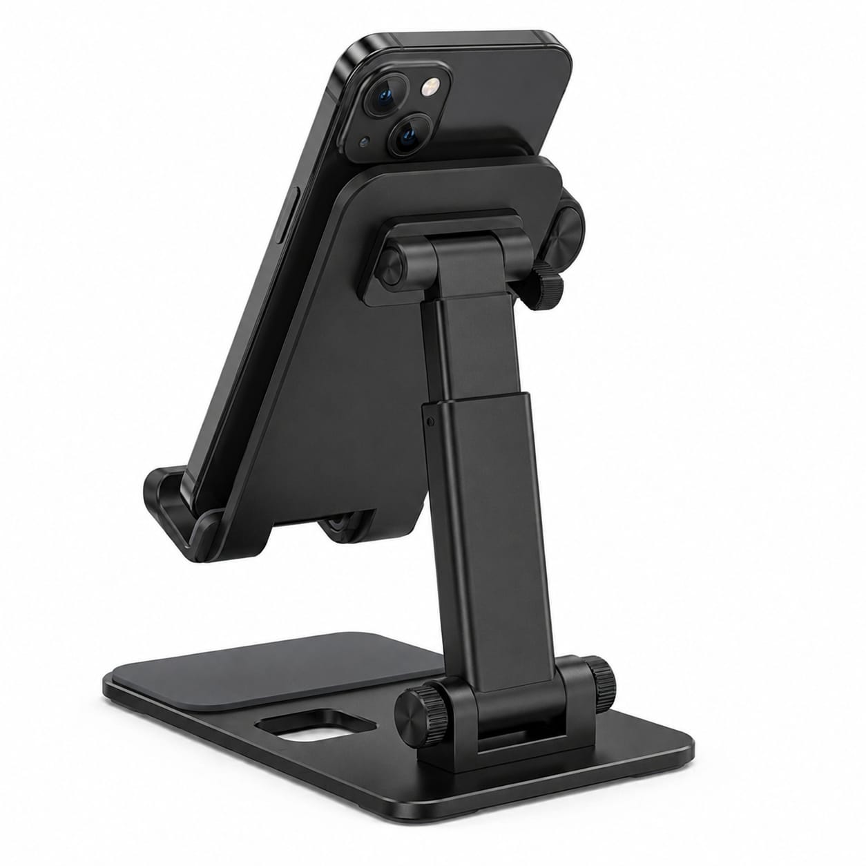 Adjustable Metal Mobile Phone & Tablet Stand - Foldable Desktop Holder for iPhone, Android, iPad - Image 3