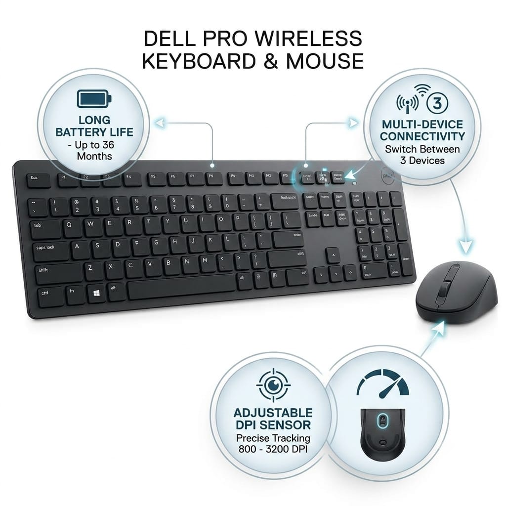 Dell KM3322W Wireless Keyboard & Mouse Combo - Image 2