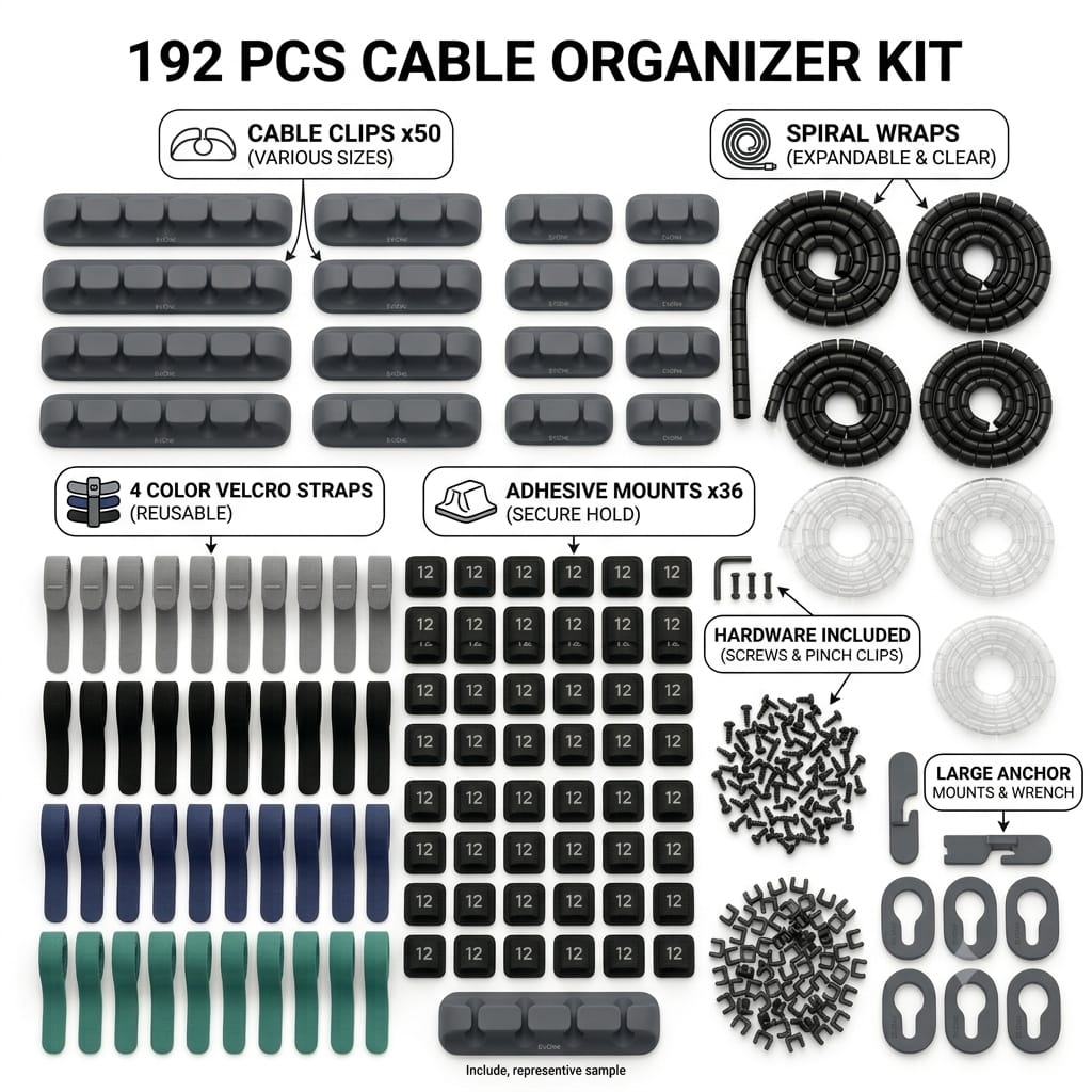 192 PCS Cable Organizer Kit - Image 3